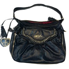 Betsy Johnson Vintage Leather Black Handbag Purse