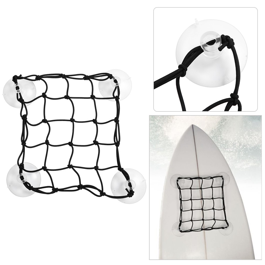 Durable Nylon Rope Mesh Surfboard Plastic Suction Cup Storage Net Paddlebo KRI✈️