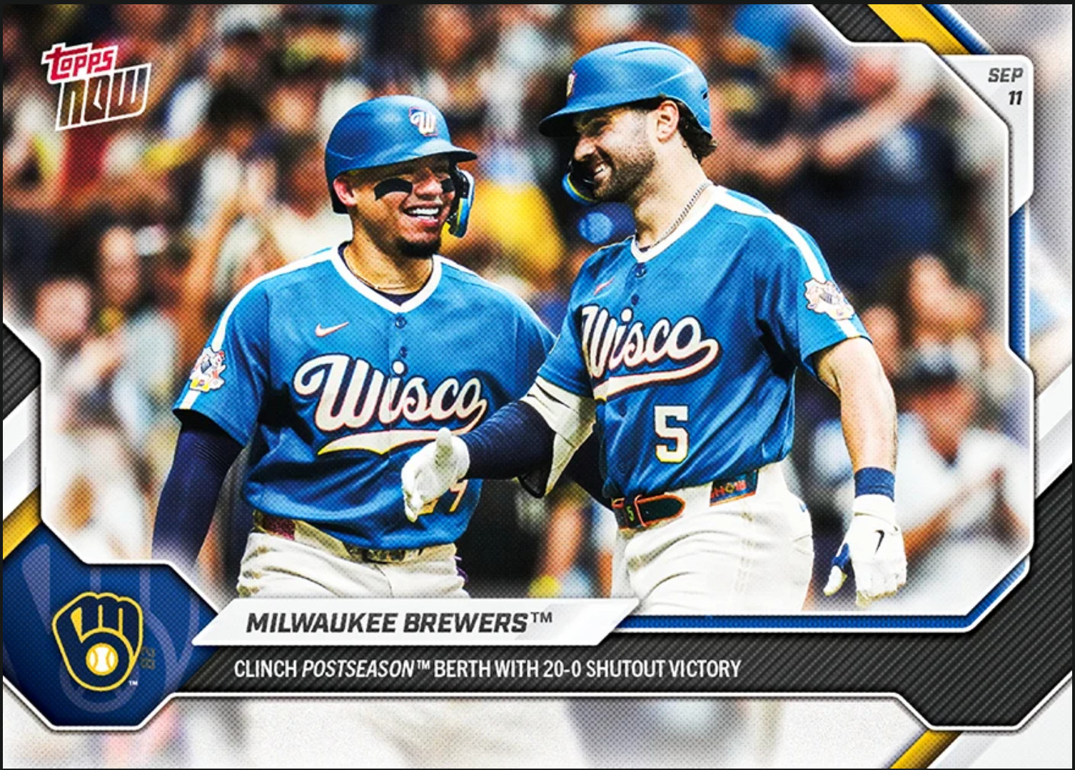 Milwaukee Brewers 20-0 PostSeason Clinch 2026 MLB Topps NOW® - Card 661 PRE-SALE