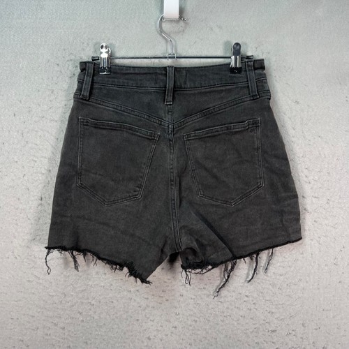Short femme Madewell taille 27 courbé taille haute noir denim froncé ourlet - Photo 2 sur 11