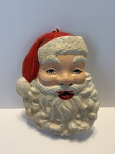 Plastic Coated Styrofoam Santa Claus Head Door Decoration Vintage Height 9 1/4