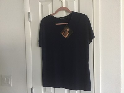 IMAN City Chic Navy Short Sleeve Top Tee NWT Sz L
