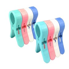 8 PCS Beach Towel Clips Jumbo Size Bright Colors Plastic Clamp Holder Peg