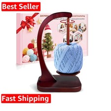 Yarn Holder for Crocheting and Knitting, Wooden Yarn Spinner with Magnetic Ro...