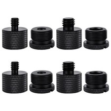 Mic Stand Adapter 5/8 Female to 3/8 Male Screw Thread Aluminum Black 8 PCS