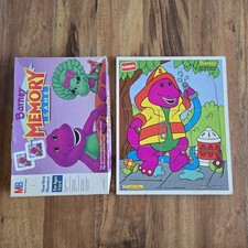 Barney 1993-1994 Wooden Puzzle And Memory Match Game Vtg Preschool 2-6 Years Old