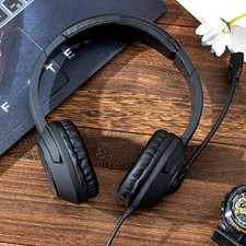 USB Headset with Mic Mute PC 3.5mm Business Headphones Rotatable Microphone