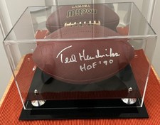 TED HENDRICKS HOF 90 Signed Wilson NFL Football w/BRAND NEW Mirrored Display COA