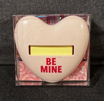 NEW Post It Note Dispenser Pink Heart ''Be Mine'' Pop-up w/Notes RARE
