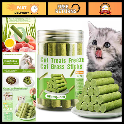 Natural Cat Grass Chew Sticks 100g - Dental Care, Hairball Relief, Edible Kitty