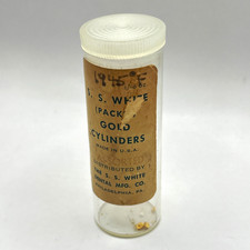 Vintage S.S. White Dental Mfg. Gold Cylinders Glass Tube