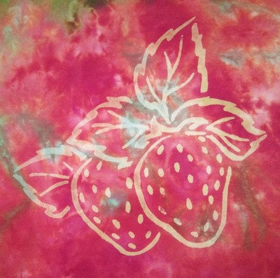 Green And Red Strawberry Ice Dye Tie Dye Unisex T Shirt ~ Sz 3XL