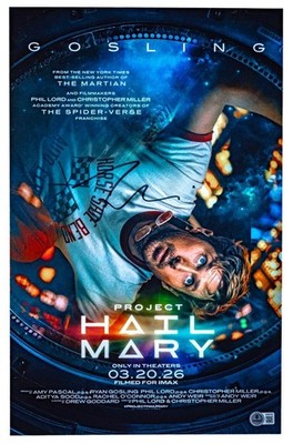EXTREMELY RARE '' PROJECT HAIL MARY '' RYAN GOSLING SIGNED 12x18 MOVIE POSTER SWAU