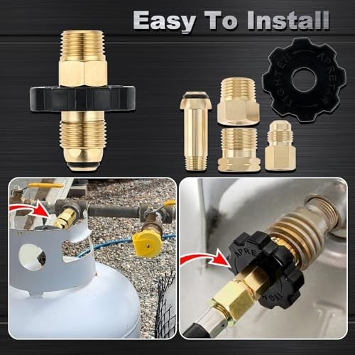 "Propane Gas Tank Adapter Plug for 50lbs Cylinder - Full Flow, 3/8" Male Flare &