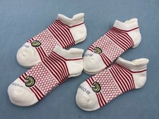 4 Pairs Bombas Red Honeycomb Size M Women's Cushion Solid Ankle Socks New