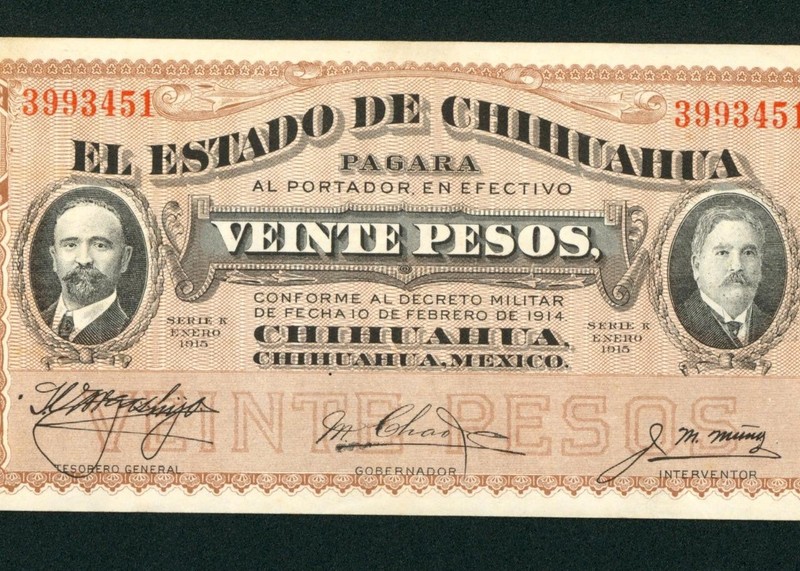 20 Pesos 1915 (VF/XF) El Estado De Chihuahua - Pagara, Mexico ** PAPER CURRENCY