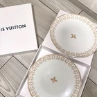 Louis Vuitton Dessert Plate Dish Monogram Flower Tile Tableware 2 set Auth New