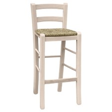 Tabouret Snack En Bois Brut Avec Dossier À Peindre En Paille H 67