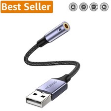 3.5mm USB Audio Adapter - External Sound Card for Universal Compatibility