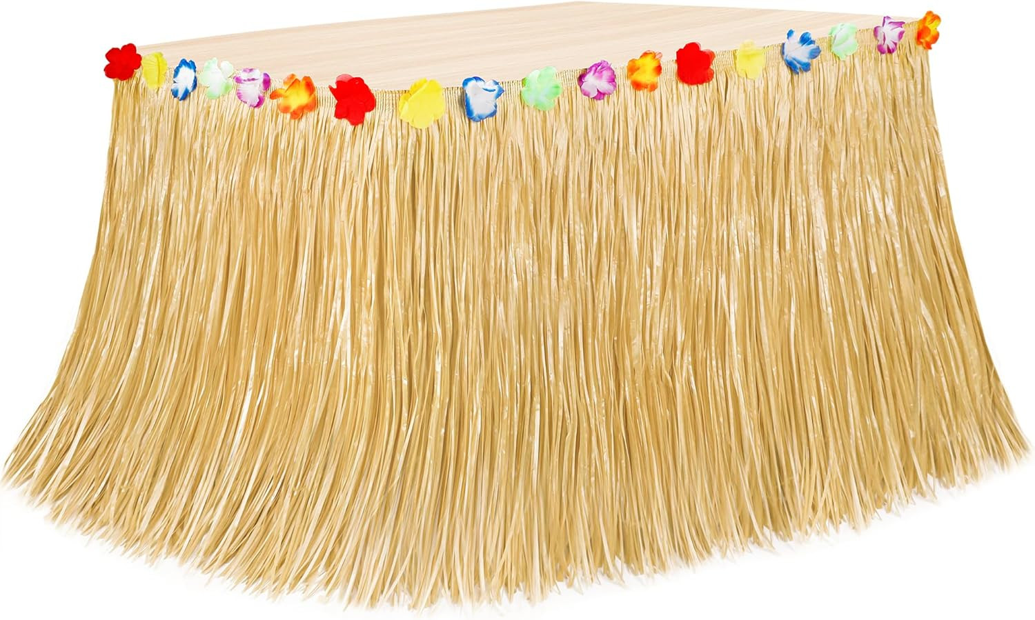 Luau Party Decorations, Natural Hawaiian Grass Table Skirt, Flower 108 X 29.5