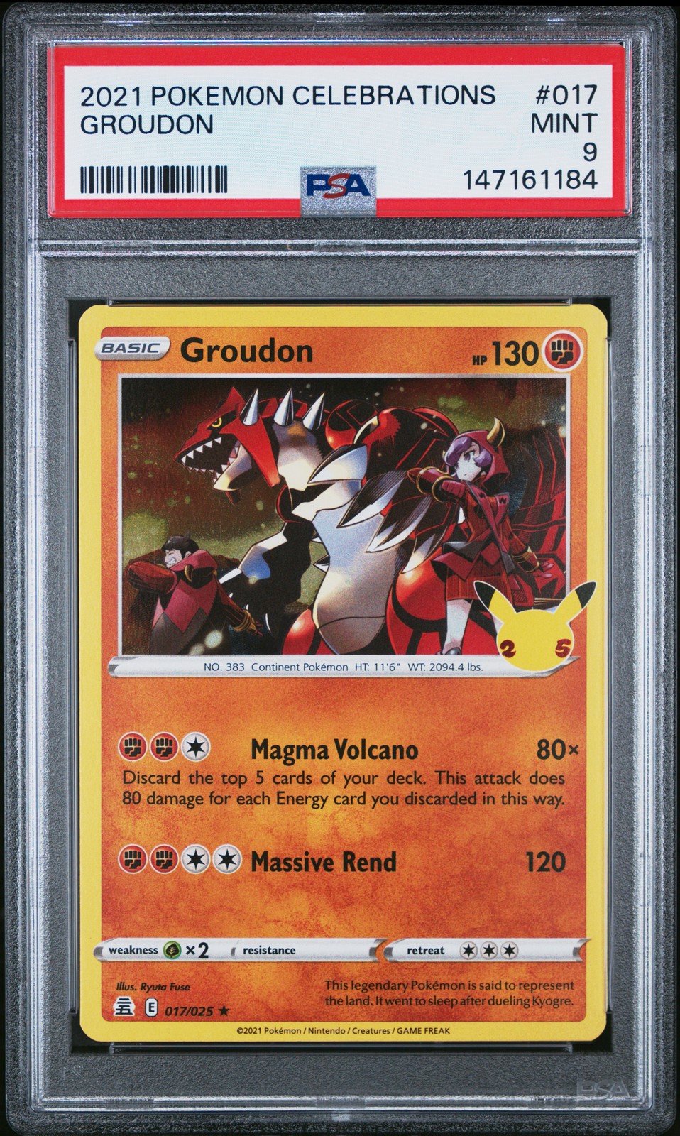 2021 POKEMON CELEBRATIONS #017 GROUDON PSA 9