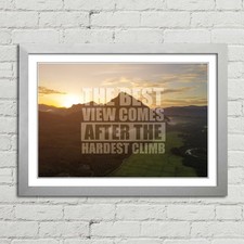 Best View Hardest Climb Motivational Quote Canvas Framed Print Picture Wall Art
