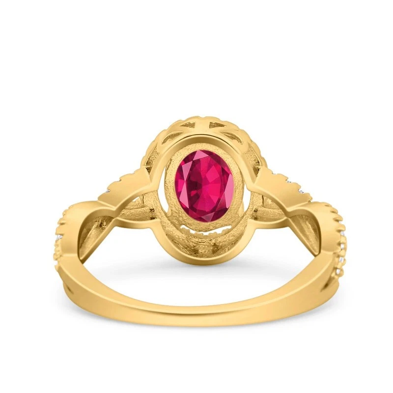 Anillos de plata de ley 925, anillo de piedras preciosas de rubí natural, anillos de plata chapados en oro Foto 4 de 4