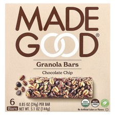 Granola Bars, Chocolate Chip, 6 Bars, 0.85 oz 24 g Each