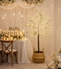 Pre-Lit Twig Tree 6ft Light Up Wedding Decoration Home Warm White LED Basket