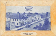 Seeing Imlay City Michigan 1911 Airship View Comic Aviation Postcard