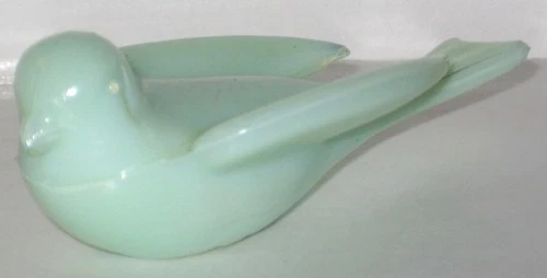 Vintage Westmoreland Milk Glass Green Mist Bird in Flight Figurine