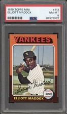 1975 Topps Mini Elliott Maddox #113 PSA 8 NM-MT New York Yankees