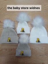 Baby boys girls knitted Pom Hats Winnie The Pooh Embroidery