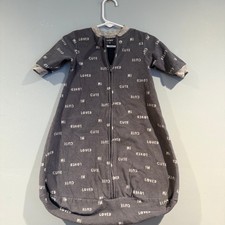 Carter  s Fleece Sleep Sack with Sleeves   Gray  Hi, Cute, Loved  Print