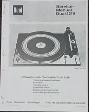 DUAL 1219 Turntable Service Manual Photocopy