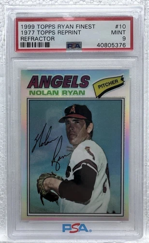 1977 Nolan Ryan 1999 Topps Finest Refractor Graded PSA 9