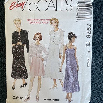 EASY McCalls 7976 NEW Slip Dress Cropped Jacket Size 16-20
