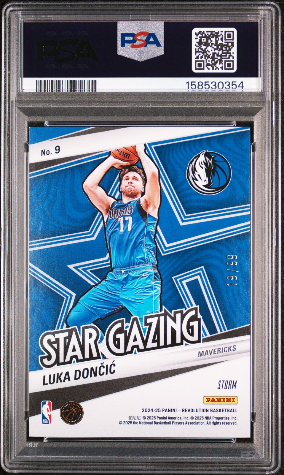 2024 PANINI REVOLUTION STAR GAZING GREEN STORM #9 LUKA DONCIC 19/99 PSA 9 view 2