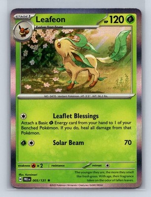 LEAFEON 005/131 R PRISMATIC EVOLUTIONS POKEMON HOLO NM