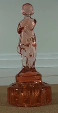 Vintage Cambridge Glass Pink Draped Lady Flower Frog - Pat No. 645577 8.5"