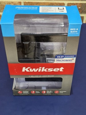 Kwikset 730HFL Matte Black Microban Bed Bath Door Lever SQT 514 CP Interior Lock