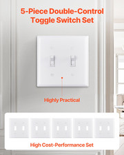Toggle Light Switch Wall Plates, 2-Gang Switch Electrical Outlet Covers, White 