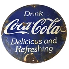 Vintage Coca Cola Porcelain Sign - Drink Delicious Soda Beverage Gas Pump Sign