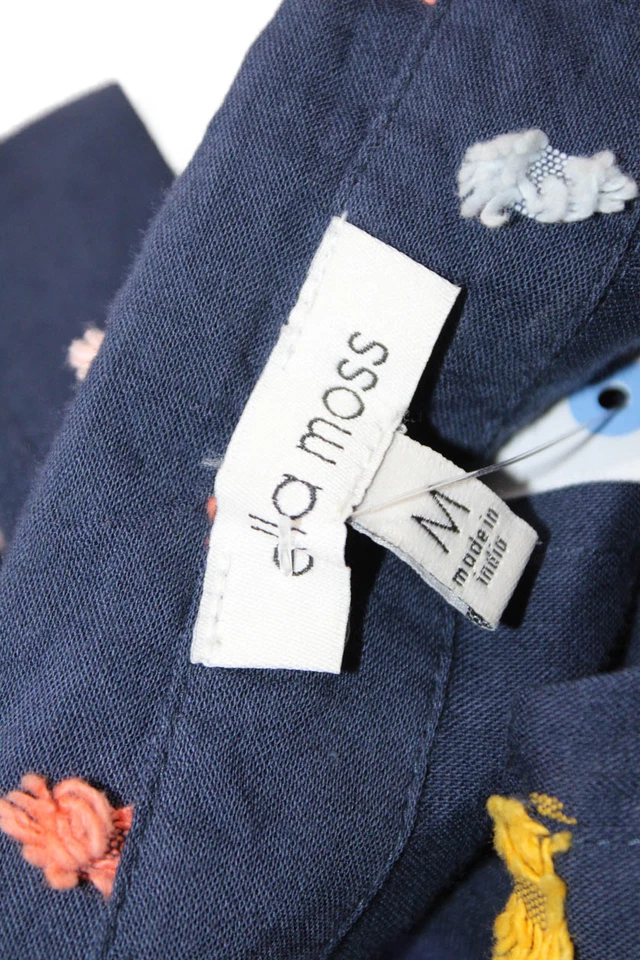 Vestido longo Ella Moss feminino algodão sem mangas bolinhas botão azul tamanho M - Imagem 4 de 4