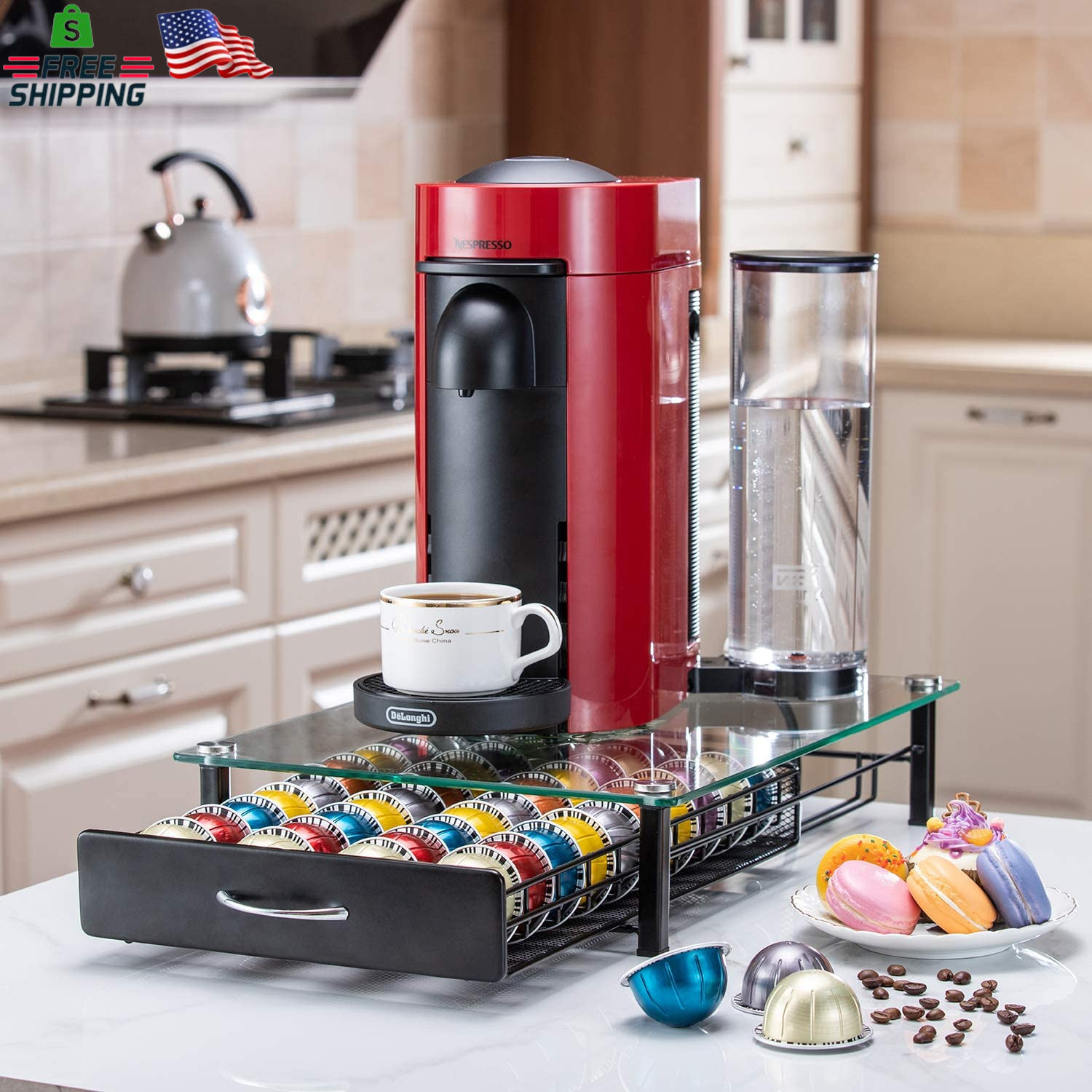 Flagship for Nespresso Pod Holder Drawer Coffee Pod Organizer for Nespresso Caps