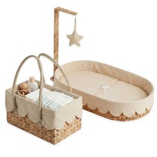 All-in-One Baby Changing Basket with Pad and Diaper Caddy Organizer, Handwove...
