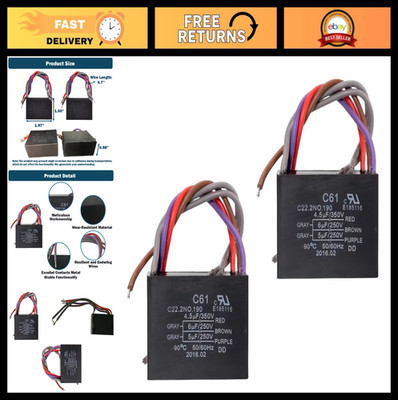 2Pcs Ceiling Fan Capacitor C61 CBB61 4.5uF 6uF 5uF 300V 350V AC Repair Parts Too
