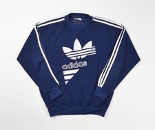 Vintage Adidas 80's Men's Trefoil Blue Crewneck Baggy Pullover Sweatshirt Size M