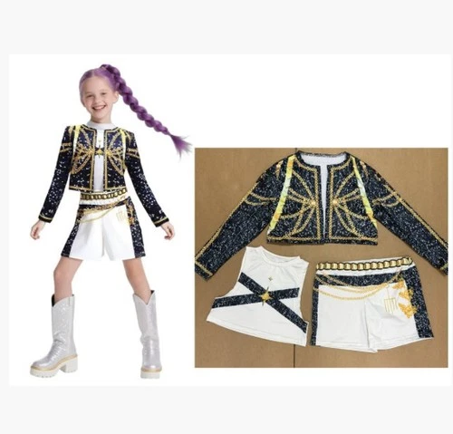 Kids Girls KPop Demon Hunters Costume Rumi Zoey Cosplay Fancy Dress Wigs-Outfits - Picture 10 of 14