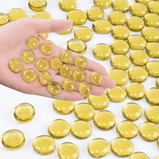 Yellow Flat Glass Marbles, 0.97 lb Vase Filler Pebbles Gems, Decorative Glass Be